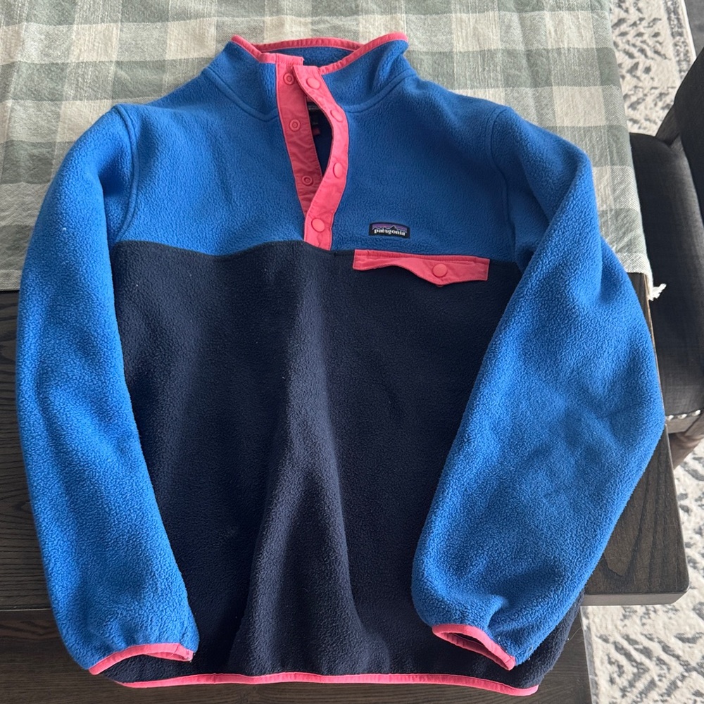 Patagonia Men's Zip-Up Sweater in Blue and Pink